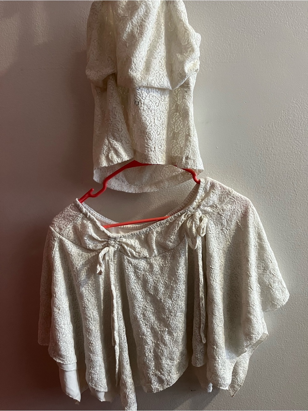 Streetwear Society Cream Lace Tie-Front Skirt Sleeve Tunic